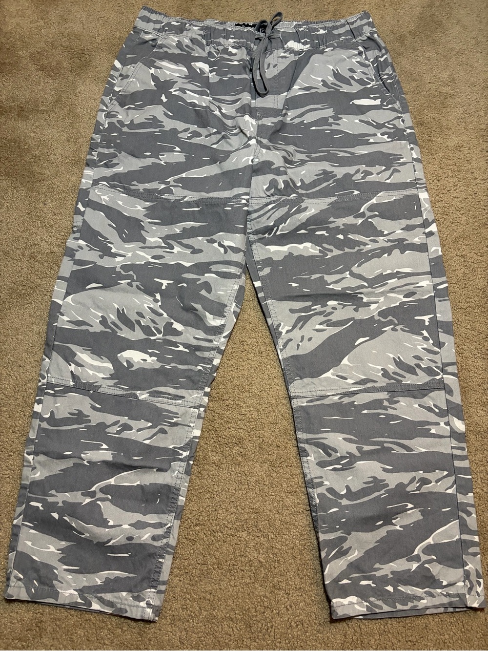 Gray Cargo Pants - Relaxed Drawstring Waist
